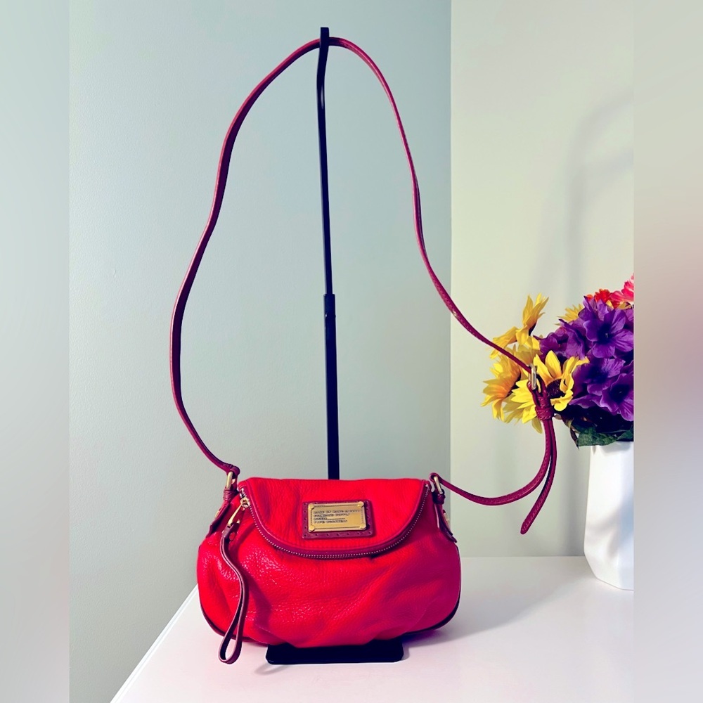 Marc by Marc Jacobs Red Leather Crossbody Bag with Gold Accents